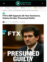 FTX’s SBF Appeals 25-Year Sentence, Claims He Was ‘Presumed Guilty’