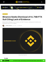 Binance Seeks Dismissal of $1.76B FTX Suit Citing Lack of Evidence - CoinCentral