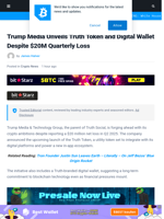 Trump Media Unveils Truth Token and Digital Wallet Despite $20M Quarterly Loss | Bitcoinist.com