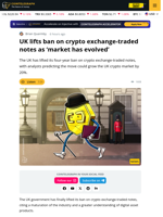 UK Ban On Crypto ETNs Lifted As Market Tipped To Grow By 20%