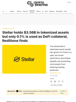 Stellar holds $3.56B in tokenized assets but only 0.1% is used as DeFi collateral, RedStone finds