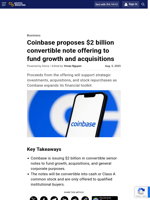 Coinbase proposes $2 billion convertible note offering to fund growth and acquisitions
