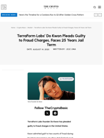 TerraForm Labs’ Do Kwon Pleads Guilty to Fraud Charges, Faces 25 Years Jail Term