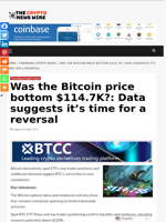 Was the Bitcoin price bottom $114.7K?: Data suggests it's time for a reversal - The Crypto News Wire