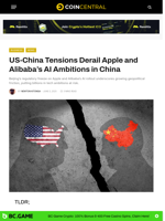 US-China Tensions Derail Apple and Alibaba’s AI Ambitions in China - CoinCentral