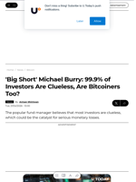 'Big Short' Michael Burry: 99.9% of Investors Are Clueless, Are Bitcoiners Too? - U.Today