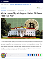 White House Signals Crypto Market Bill Could Pass This Year