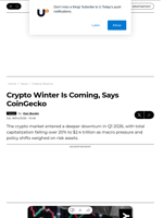 Crypto Winter Is Coming, Says CoinGecko - U.Today
