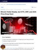Bitcoin Holds Steady, but ETH, XRP, and ADA Price Drop Hard | Coinpedia