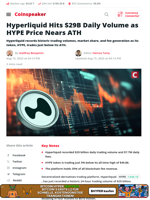Hyperliquid Hits $29B Daily Volume as HYPE Price Nears ATH - Coinspeaker
