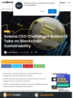 Solana CEO Challenges Buterin’s Take on Blockchain Sustainability | Live Bitcoin News
