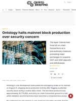 Ontology halts mainnet block production over security concern