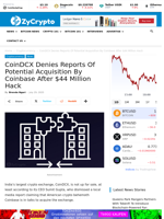 CoinDCX Denies Reports Of Potential Acquisition By Coinbase After $44 Million Hack ⋆ ZyCrypto