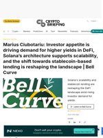 Marius Ciubotariu: Investor appetite is driving demand for higher yields in DeFi, Solana's architecture supports scalability, and the shift towards stablecoin-based lending is reshaping the landscape | Bell Curve