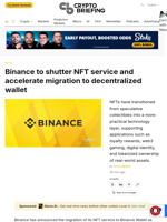 Binance ends standalone NFT service in push toward decentralized wallet
