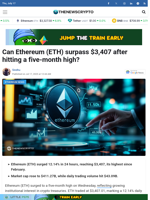 Can Ethereum (ETH) surpass $3,407 after hitting a five-month high?