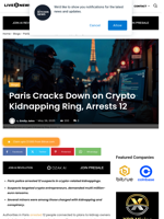 Paris Cracks Down on Crypto Kidnapping Ring, Arrests 12 | Live Bitcoin News