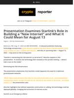 Presentation Examines Starlink’s Role in Building a “New Internet” and What It Could Mean for August 13