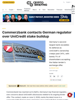 Commerzbank contacts German regulator over UniCredit stake buildup