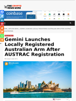 Gemini Launches Locally Registered Australian Arm After AUSTRAC Registration - The Crypto News Wire