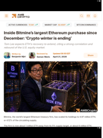 Inside Bitmine's largest Ethereum purchase since December: 'Crypto winter is ending' - AMBCrypto