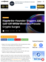 Ripple Co-Founder Triggers XRP Sell-Off While WeWake Presale Crypto Surges | Live Bitcoin News