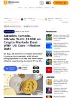 Altcoins Tumble, Bitcoin Tests $109K as Crypto Markets Deal With US Core Inflation Data – Markets and Prices Bitcoin News