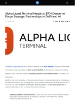 Alpha Liquid Terminal Heads to ETH Denver to Forge Strategic Partnerships in DeFi and AI - Visionary Financial