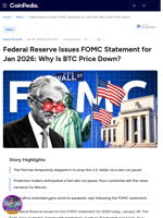Federal Reserve Issues FOMC Statement for Jan 2026: Why Is BTC Price Down?