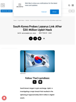 South Korea Probes Lazarus Link After $30 Million Upbit Hack
