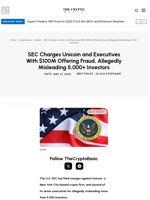 SEC Charges Unicoin and Executives With $100M Offering Fraud, Allegedly Misleading 5,000+ Investors