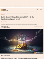 DATs down 90% as Bitcoin fell 10% – Is the institutional party over? - AMBCrypto