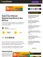 Analyst Sees Ethereum Outperforming Bitcoin to New ATH First