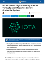 IOTA Expands Digital Identity Push as Turing Space Integrates Secure Credential System