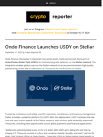 Ondo Finance Launches USDY on Stellar