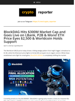 BlockDAG Hits $300M Market Cap and Goes Live on LBank, P2B & More! ETH Price Eyes $2,500 & Worldcoin Holds Support