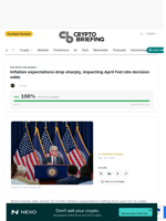 Inflation expectations drop sharply, impacting April Fed rate decision odds