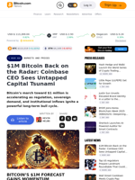 $1M Bitcoin Back on the Radar: Coinbase CEO Sees Untapped Capital Tsunami – Markets and Prices Bitcoin News