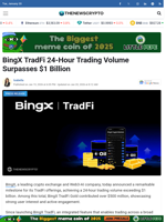BingX TradFi 24-Hour Trading Volume Surpasses $1 Billion