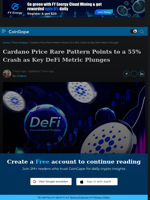Cardano Price Rare Pattern Points to a 55% Crash as Key DeFi Metric Plunges