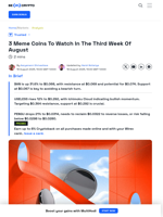 3 Meme Coins To Watch In The Third Week Of August