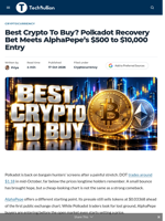 Best Crypto To Buy? Polkadot Recovery Bet Meets AlphaPepe’s $500 to $10,000 Entry - TechBullion