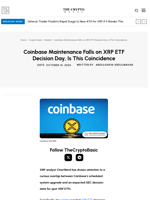Coinbase Maintenance Falls on XRP ETF Decision Day, Is This Coincidence