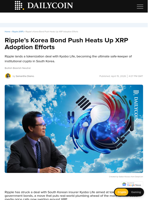 Ripple’s Korea Bond Push Heats Up XRP Adoption Efforts - DailyCoin