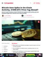 Bitcoin On-Chain Activity Surges — Is $109K Next?