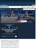 Scaramucci: Trump Is Trying To Sink Vance Because ‘Trump Wants To Be the Last Republican President'  - Benzinga