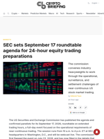 SEC sets September 17 roundtable agenda for 24-hour equity trading preparations