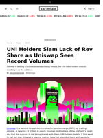 UNI Holders Slam Lack of Rev Share as Uniswap Sees Record Volumes - 
