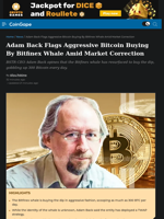 Adam Back Flags Aggressive Bitcoin Buying By Bitfinex Whale Amid Market Correction