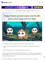 Pudgy Pandas presale raises over $2.3M: price set to jump 12% in 2 days - CoinJournal